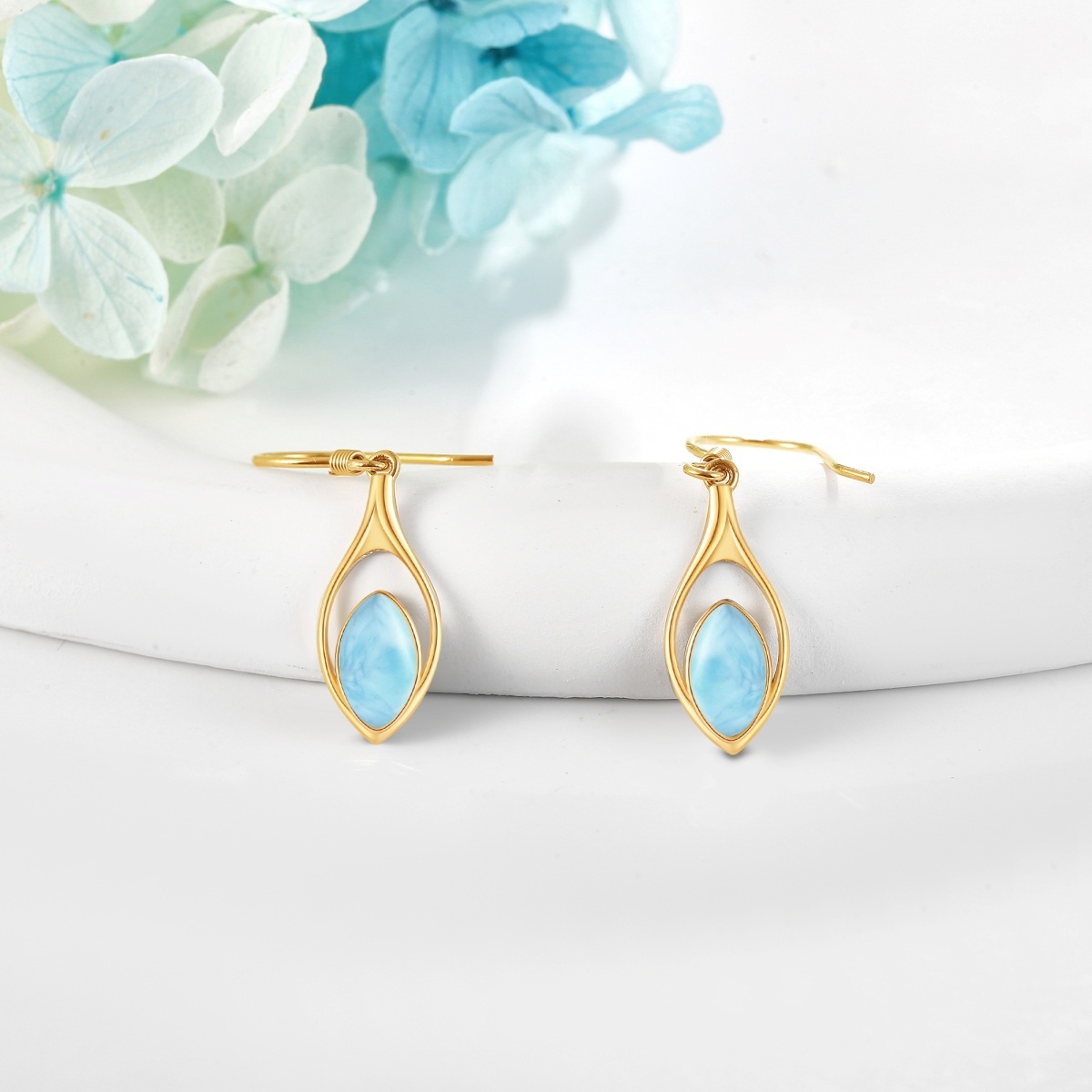 14K Gold Lablagite Drop Earrings-3