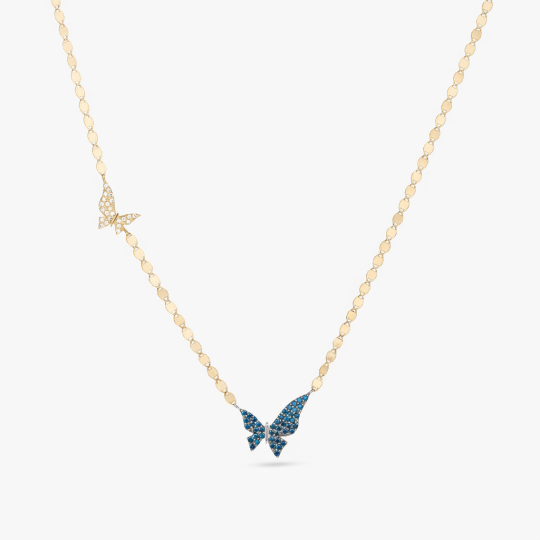 10K Gold Laboratory Diamonds Butterfly Pendant Necklace