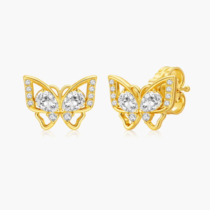 14-Karat-Gold-Ohrstecker mit Labor-Diamanten in Schmetterlingsform-1