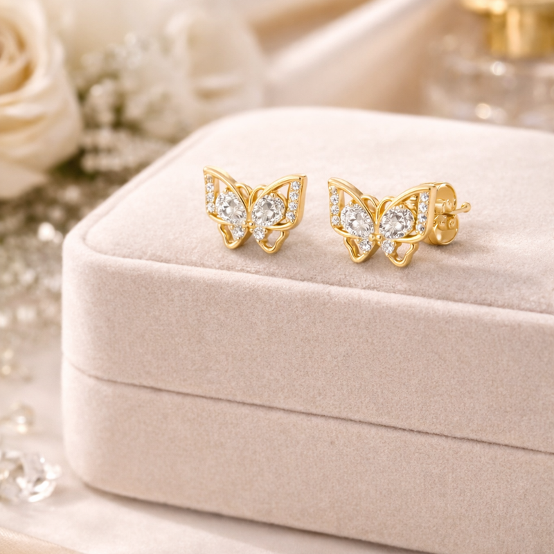 14-Karat-Gold-Ohrstecker mit Labor-Diamanten in Schmetterlingsform-3