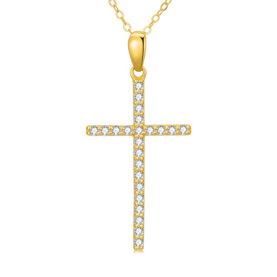 14K Gold Laboratory Diamonds Cross Pendant Necklace