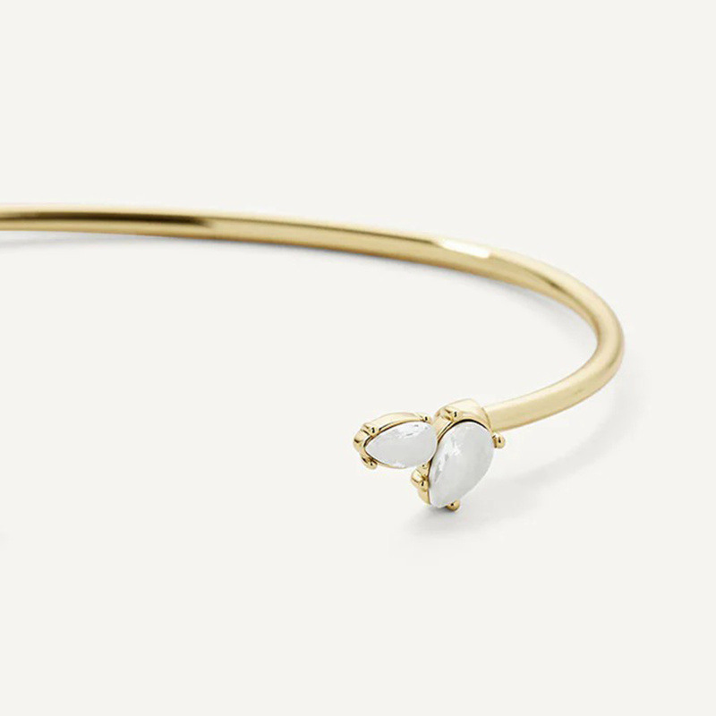 Pulsera de brazalete con diamantes de laboratorio en oro de 14 quilates-3