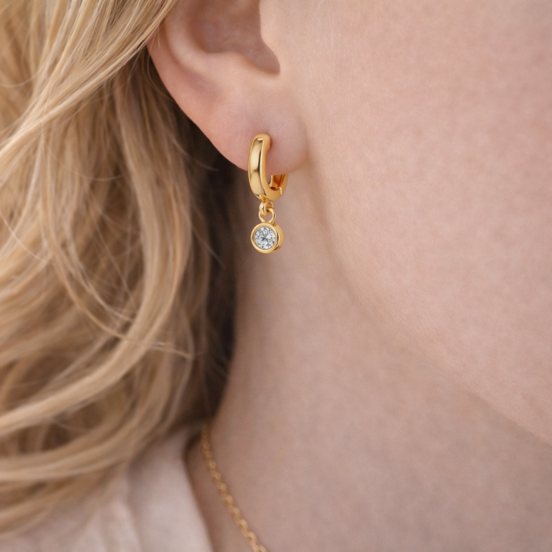 Aretes colgantes de oro de 14 quilates con diamantes cultivados en laboratorio-2