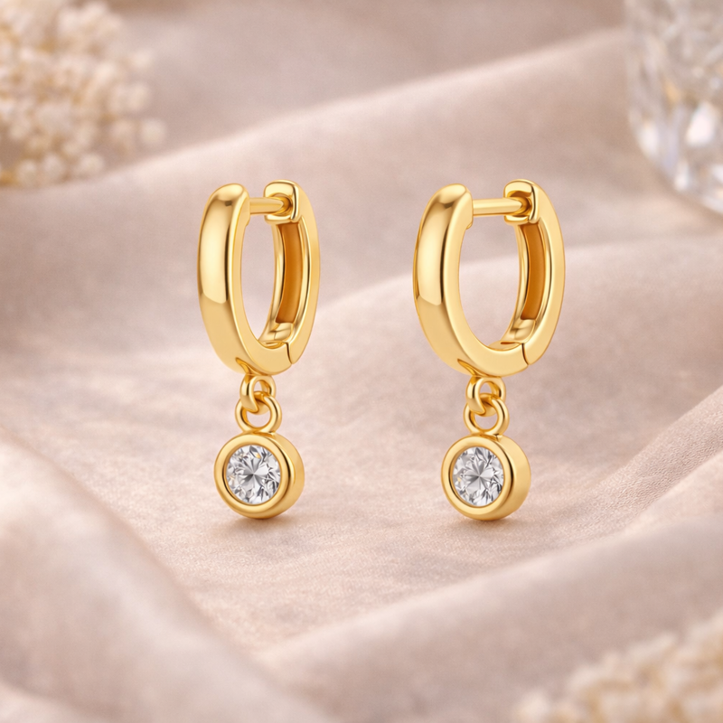 Aretes colgantes de oro de 14 quilates con diamantes cultivados en laboratorio-3