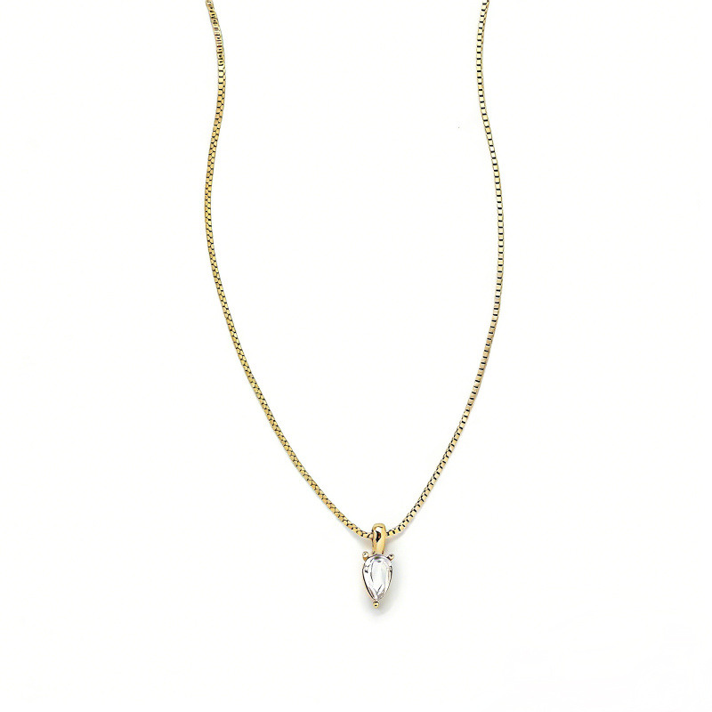 Collar con colgante en forma de gota de diamantes de laboratorio en oro de 14 quilates-1