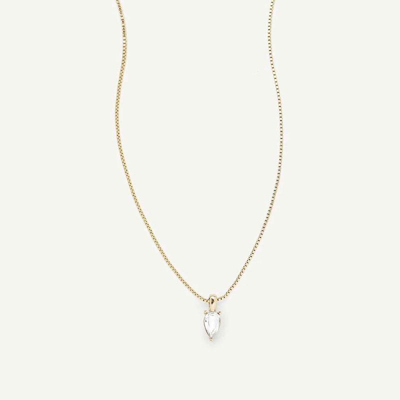 Collar con colgante en forma de gota de diamantes de laboratorio en oro de 14 quilates-3
