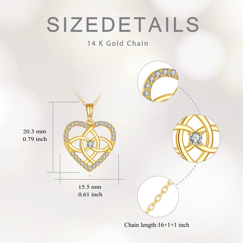 Naszyjnik z wisiorkiem w kształcie serca z 14-karatowego złota z diamentami laboratoryjnymi-5