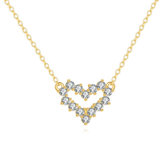 14K Oro Diamanti da Laboratorio Ciondolo a Cuore Collana