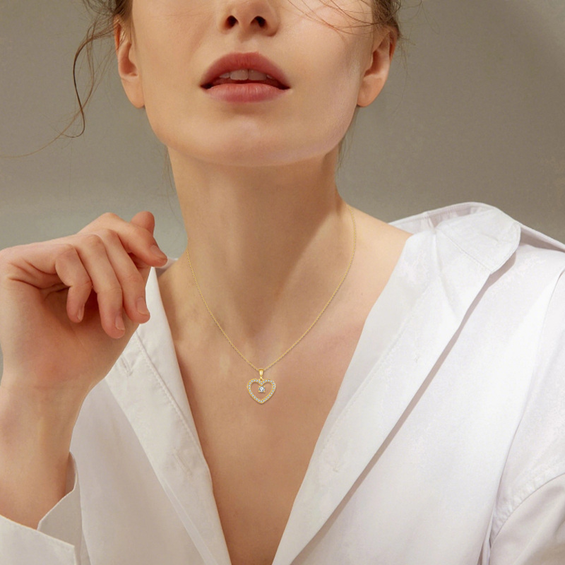 10K White Gold Laboratory Diamonds Heart Pendant Necklace-2