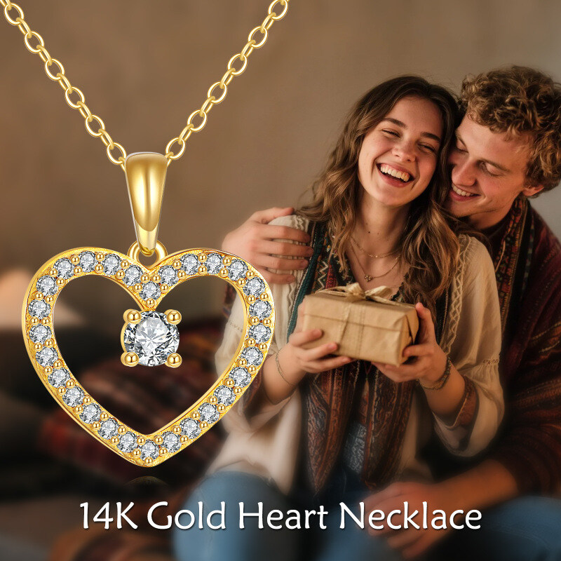 10K White Gold Laboratory Diamonds Heart Pendant Necklace-5