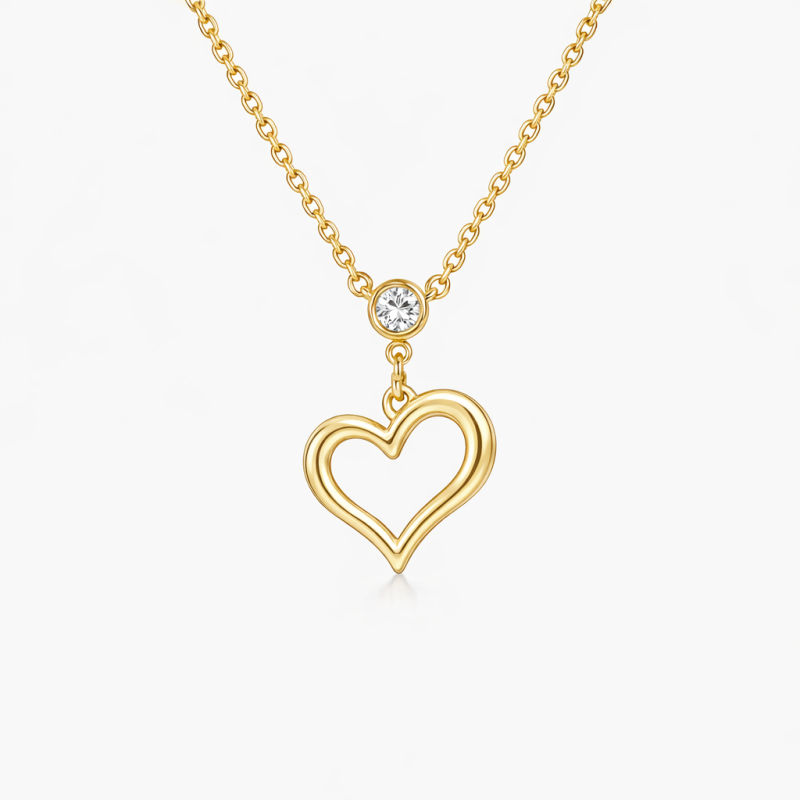 14-Karat-Gold-Halskette mit Herzen aus Labordiamanten-1