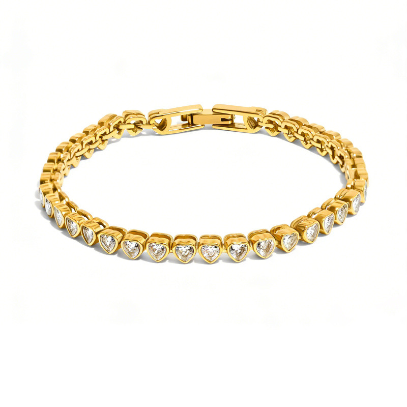 10K-Gold-Tennisarmband mit Herz aus laborerzeugten Diamanten-1