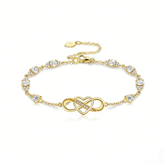Pulsera de Abalorios de Oro de 10K con Diamantes de Laboratorio y Símbolo del Infinito