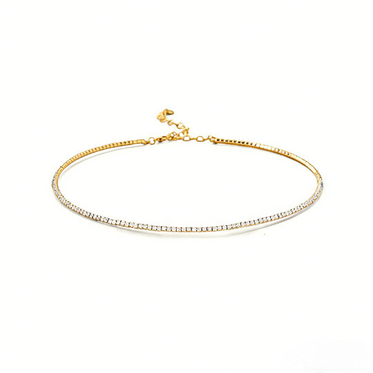 10K Gold Laboratory Diamonds Metal Choker Necklace