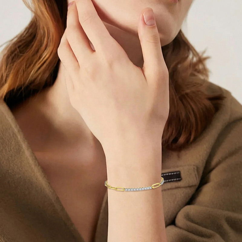 14K-Gold-Labor-Diamant-Papierclips-Armband-2