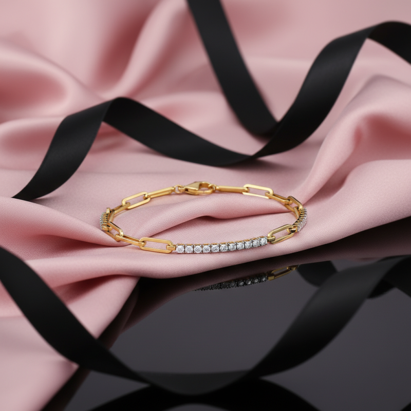 14K-Gold-Labor-Diamant-Papierclips-Armband-3