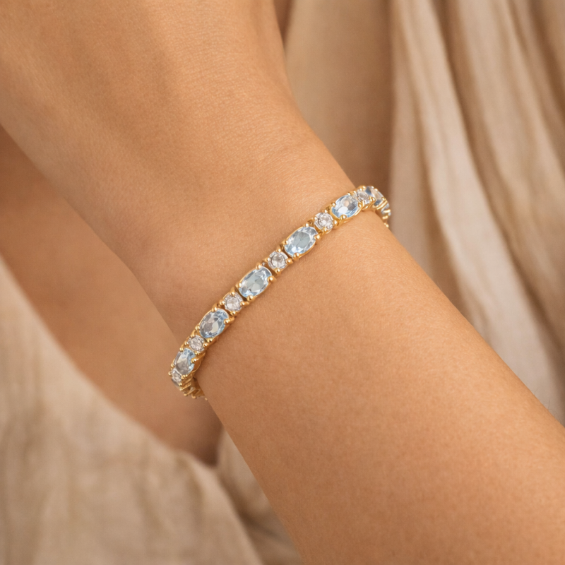 Tennisarmband aus 14-Karat-Gold mit laborgezüchteten Diamanten und persönlichem Geburtsstein-2