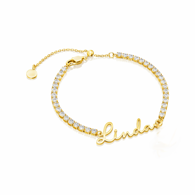 14-Karat-Gold-Labor-Diamanten personalisiertes klassisches Namens-Tennisarmband-1