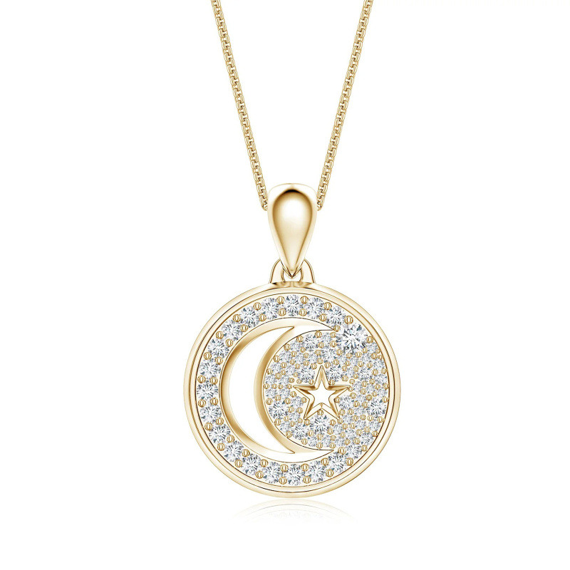 18K Gold Laboratory Diamonds Star & Sun Pendant Necklace for Men-1