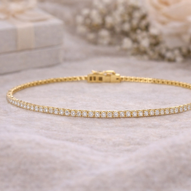 Pulsera de Tenis de Oro de 14 Quilates con Diamantes de Laboratorio-3