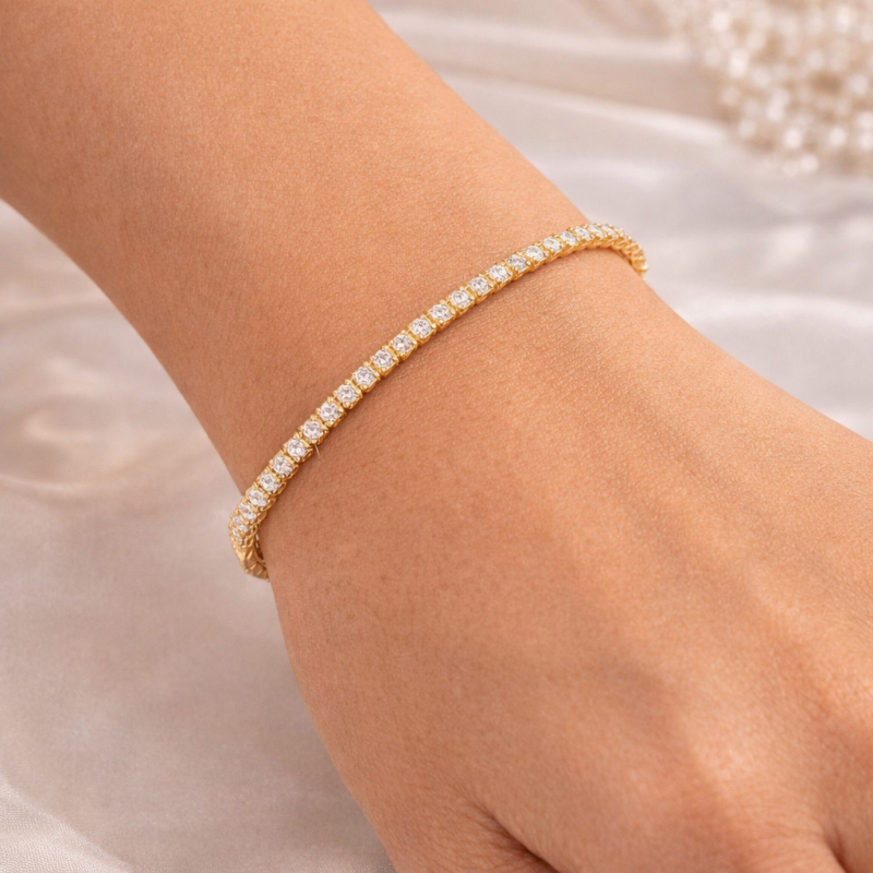 14-Karat-Gold-Tennisarmband mit Labor-Diamanten-2