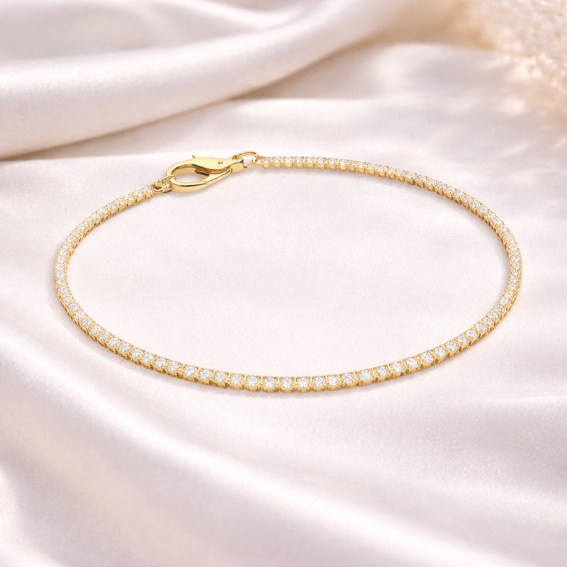 14-Karat-Gold-Tennisarmband mit Labor-Diamanten-3