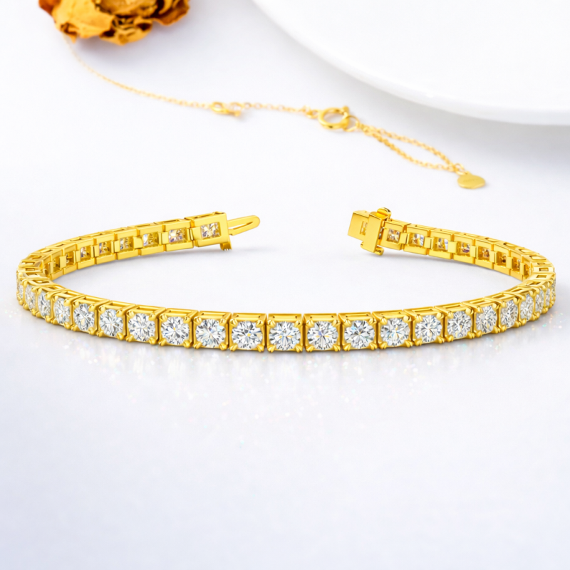 10K-Gold-Tennisarmband mit Labor-Diamanten-3