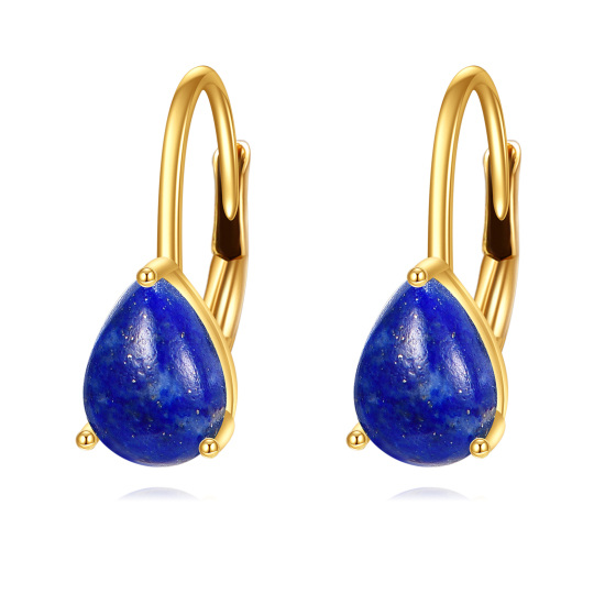 14K gouden oorbellen met druppelvormige lapis lazuli
