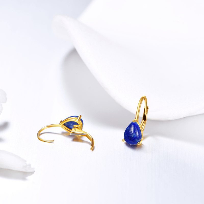 10K witgouden oorbellen met druppelvormige lapis lazuli-3
