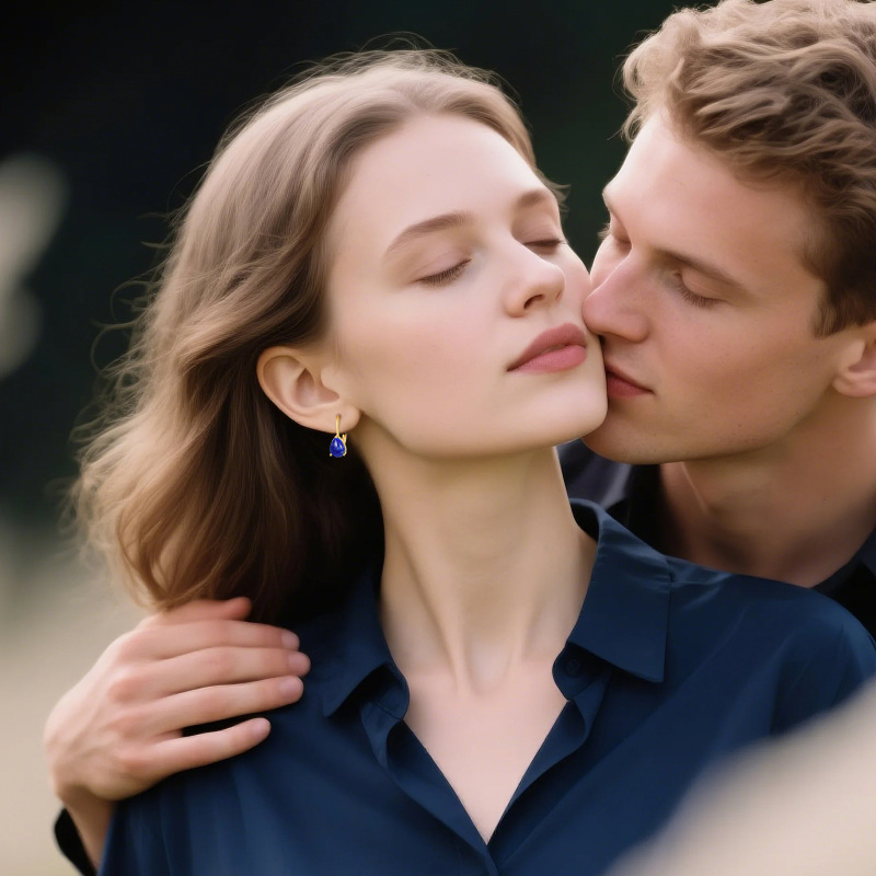 10K witgouden oorbellen met druppelvormige lapis lazuli-5