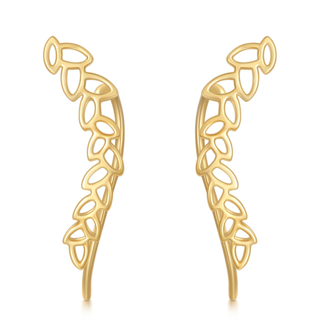 Boucles d'oreilles feuilles grimpantes en or 14K-1