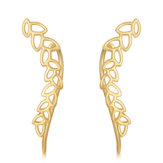 10K Gold Leaves Climber Earrings-21