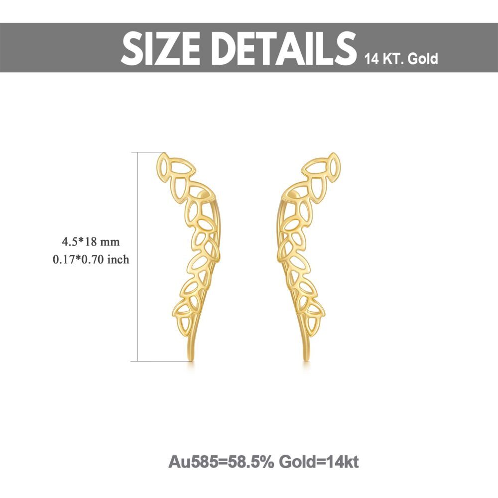 Pendientes Trepador Hojas Oro 10K-5