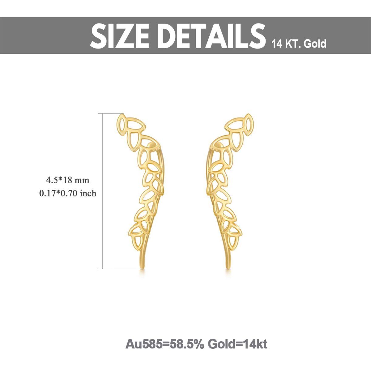 14K Gold Leaves Climber Earrings-5