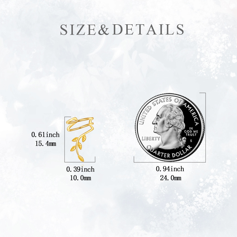 10K Gold Leaves Cuff Earrings-6