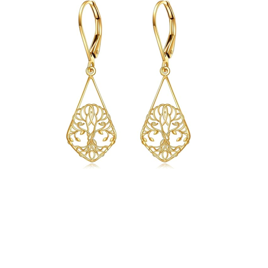 14K Gold Leaves Drop Earrings