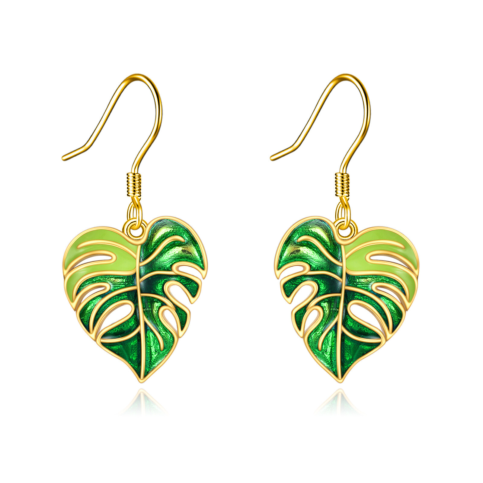 14K Gold Leaves Dro… - image