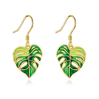 9K Gold Leaves Drop Earrings-1