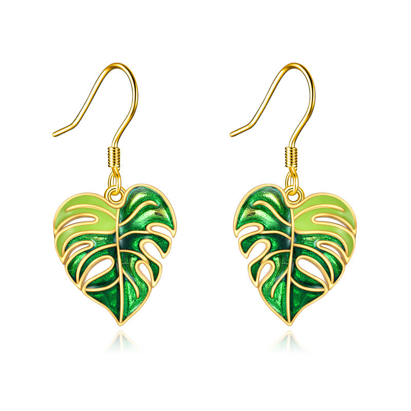 9K Gold Leaves Drop Earrings-20