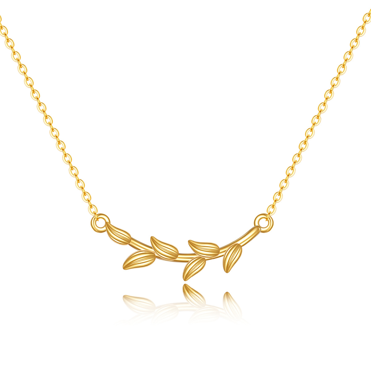 Collar con colgante de hojas de oro de 14 quilates-1