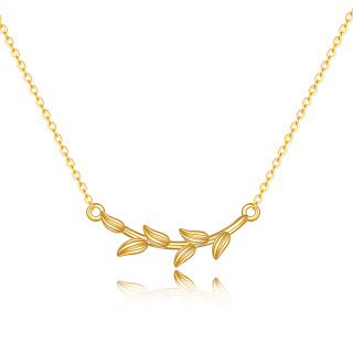 14K Gold Leaves Pendant Necklace-14