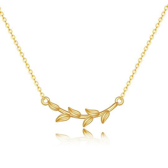 10K Gold Leaves Pendant Necklace