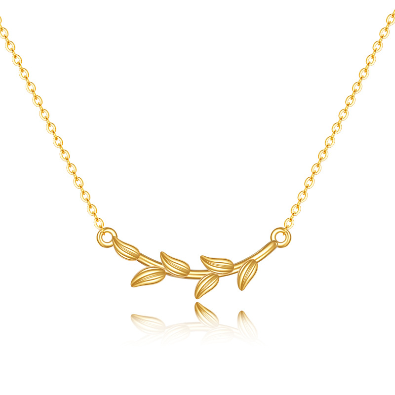 10K Gold Leaves Pendant Necklace-6