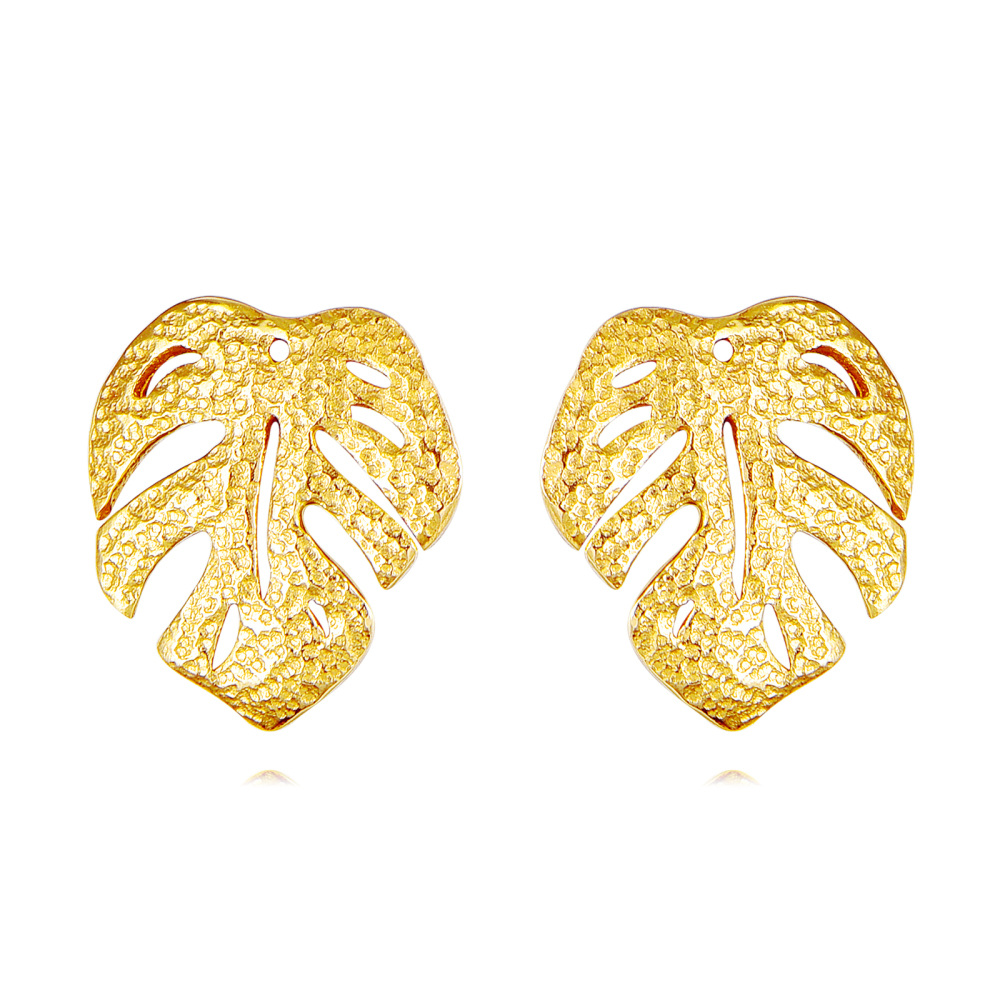 10K Gold Leaves Stud Earrings-1