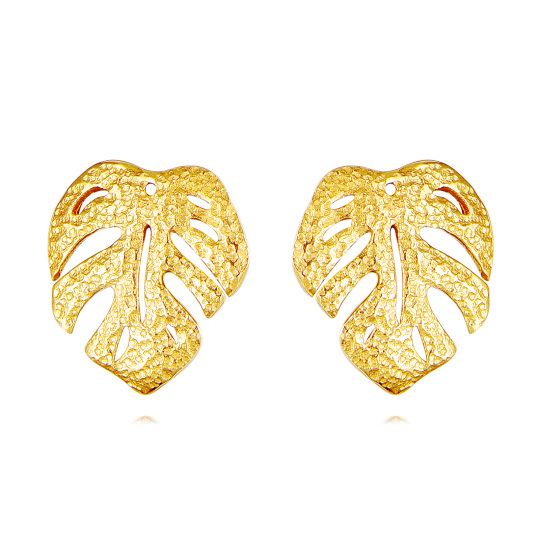 10K Gold Leaves Stud Earrings