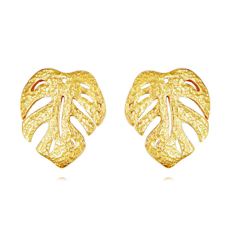 10K Gold Leaves Stud Earrings-25