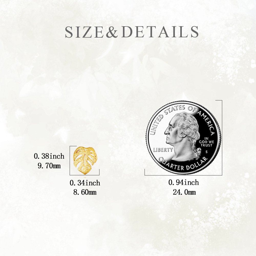 10K Gold Leaves Stud Earrings-5