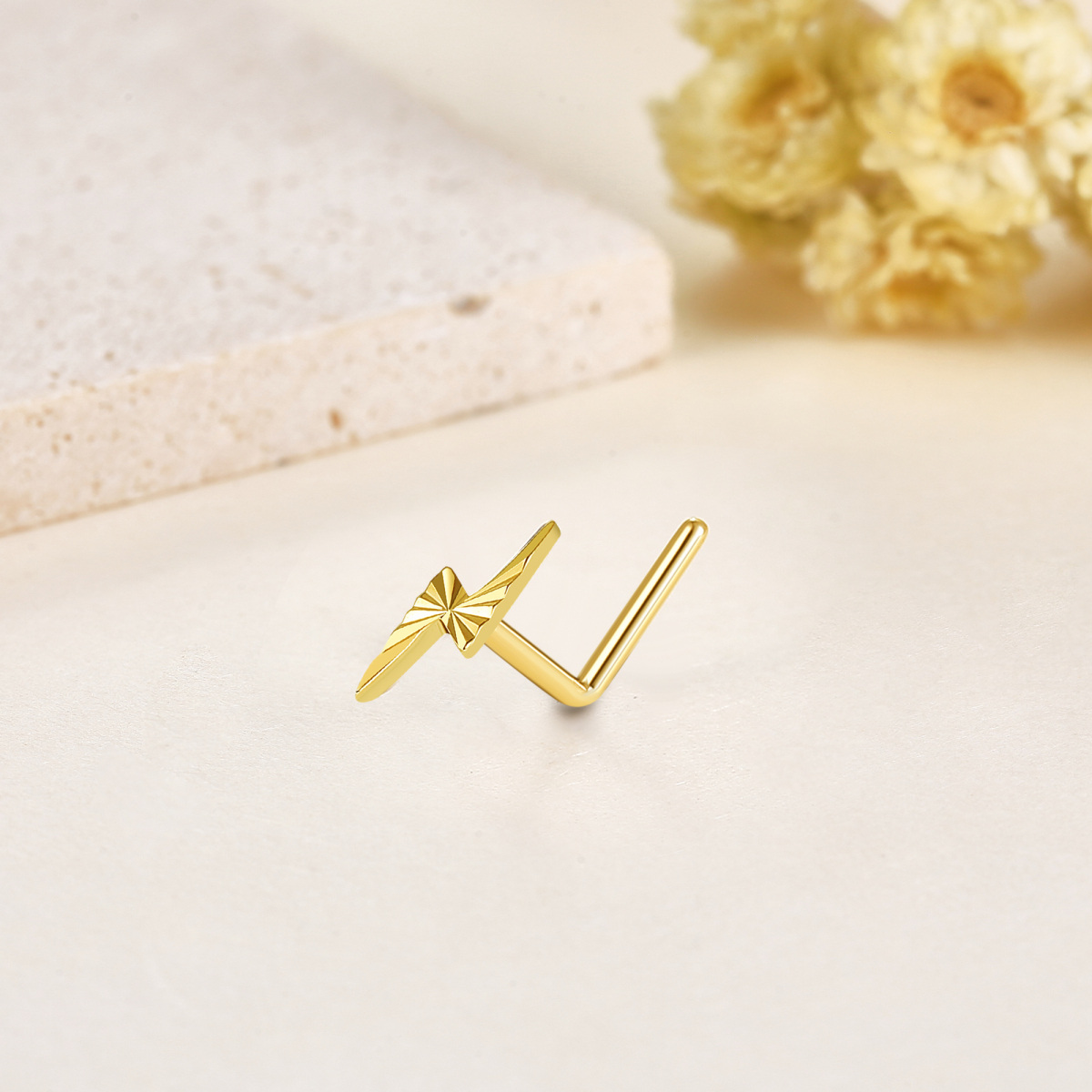 18K Gold Lightning Nose Ring-3