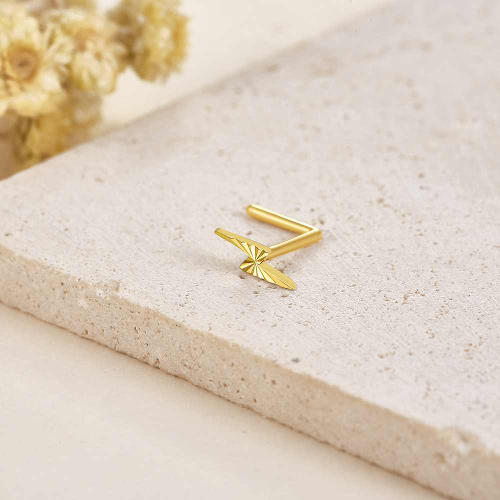 10K Gold Lightning Nose Ring-4