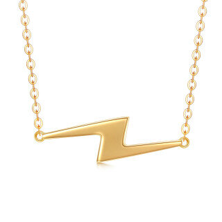 14K Gold Lightning Pendant Necklace-3